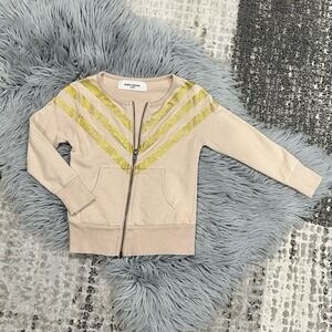 Bobo Choses Girls Full Zip Blush Sweater With Gold Front Accent Size 18/24 Month